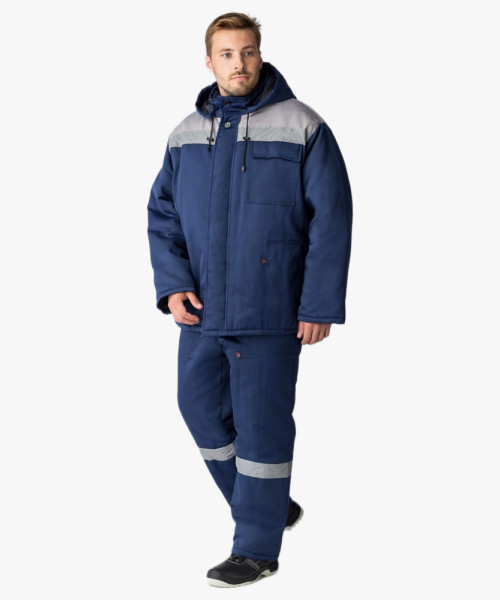 Куртка зимняя Экспертный-Люкс NEW (Смесовая, 210), темно-синий/серый