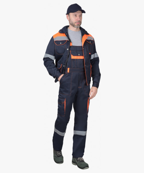Костюм СИРИУС-ТИТАН куртка, полукомбинезон синий с оранжевым и СОП