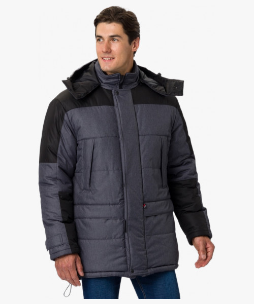 Куртка зимняя Премиум (тк.Мембрана), т.серый меланж/черный