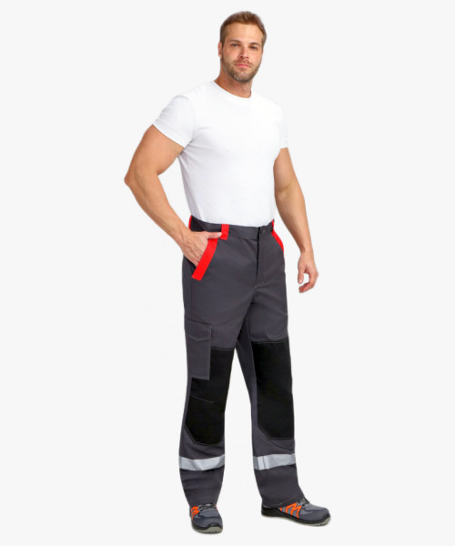 Костюм ProfLineBase-1 (тк. Твил, 210) брюки, т.серый/черный/красный