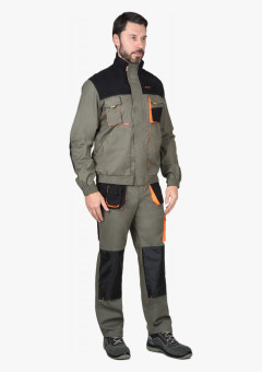 Куртка СИРИУС-МАНХЕТТЕН оливковый с оранжевым и чер. тк. мех. стрейч пл 260 г/кв.м