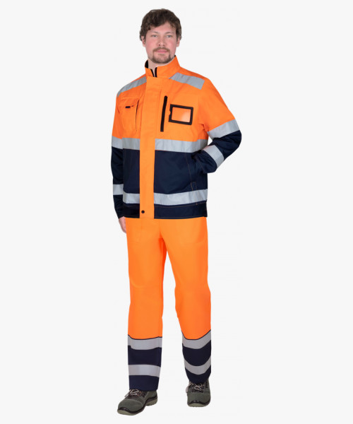 Куртка мужская летняя СИРИУС-ТЕРМИНАЛ-3-РОСС короткая, оранжевая с тёмно-синим