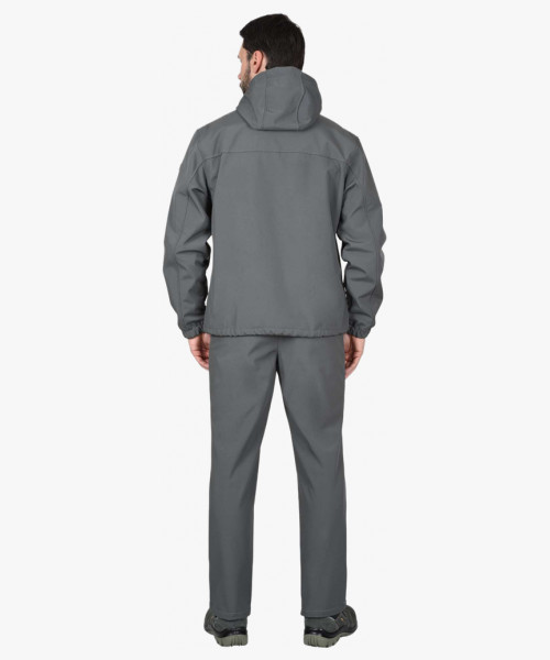 Куртка СИРИУС-АЗОВ с капюшоном серый  софтшелл пл 350 г/кв.м