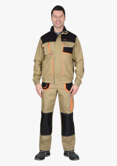 Куртка СИРИУС-МАНХЕТТЕН песочный с оранж. и черным тк. мех. стрейч пл. 250г/кв.м