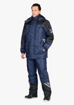 Костюм СИРИУС-ФОТОН куртка, брюки тёмно-синий с черным и СОП (подкладка флис)