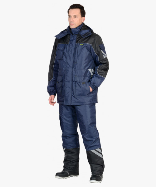 Костюм СИРИУС-ФОТОН куртка, брюки тёмно-синий с черным и СОП (подкладка флис)