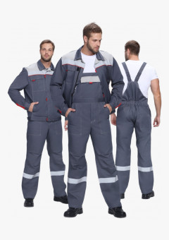 Костюм Флофт-2 Премиум СОП (тк.Смесовая,240) п/к, т.серый/серый/красный