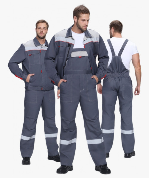 Костюм Флофт-2 Премиум СОП (тк.Смесовая,240) п/к, т.серый/серый/красный