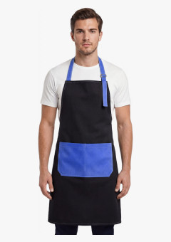 Фартук с грудкой Модеринт (тк.Смесовая,210), черный/васильковый