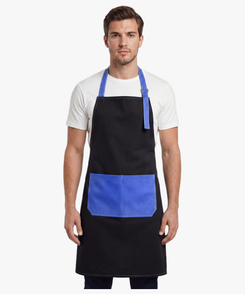 Фартук с грудкой Модеринт (тк.Смесовая,210), черный/васильковый