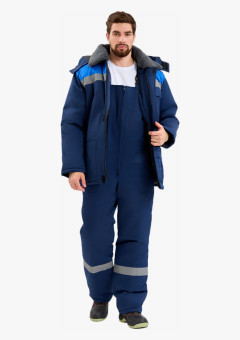 Костюм мужской зимний Квайл-2 СОП (тк.Смесовая,210) полукомбинезон, т.синий/васильковый