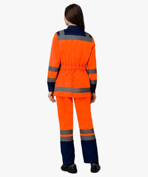 Костюм женский для дорожник (тк.Смесовая,210) п/к, оранжевый/т.синий