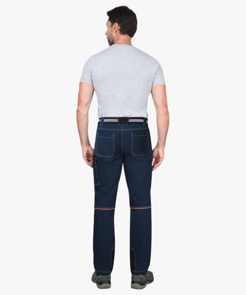 Брюки СИРИУС-ШАТЛ-РОСС с ремнем синие с черным, 80% х/б, пл. 260 г/кв.м