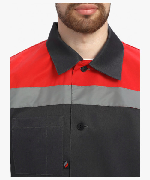 Костюм Лигор-1 СОП У. (тк.Смесовая,210) брюки, черный/красный