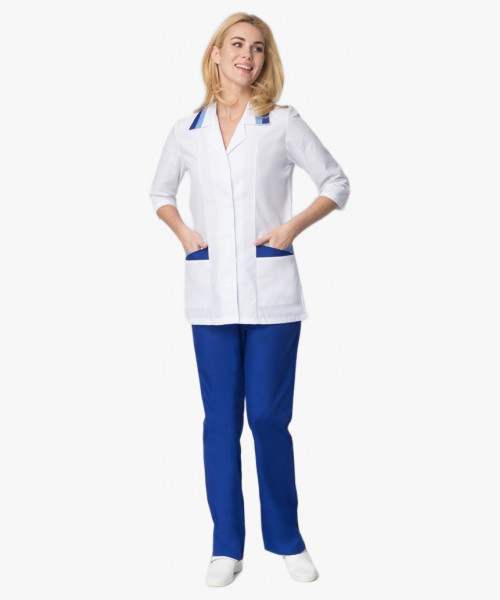 Женский костюм Лазурь (ткань ТиСи), белый/васильковый