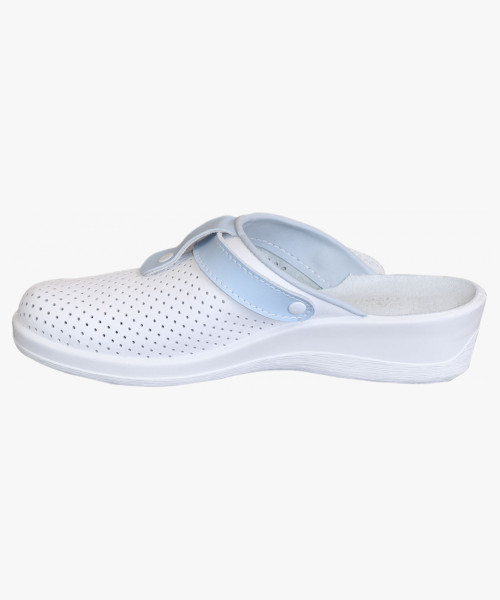 Туфли Сабо КОМФОРТ белые с голубым нат.кожа