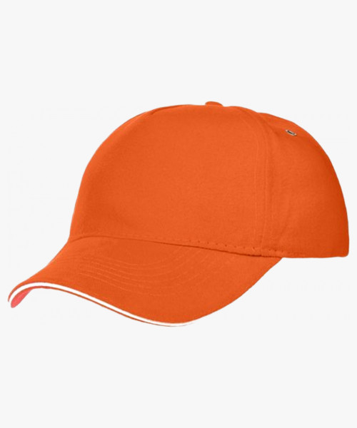 Бейсболка Classic, оранжевая с белым кантом