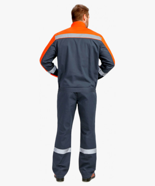 Костюм Бриготек-1 СОП (тк.Смесовая,260) брюки, т.серый/оранжевый