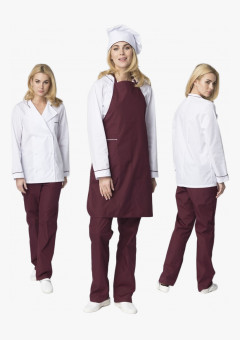 Костюм женский повара Гурман (тк.ТиСи), белый/бордовый