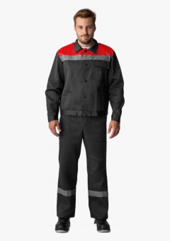 Костюм Труженик-2 СОП (тк.Смесовая,210) п/к, т.серый/красный