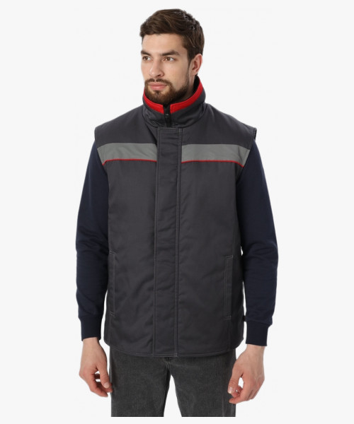 Жилет утепленный Грей (тк.Балтекс,210), т.серый/красный