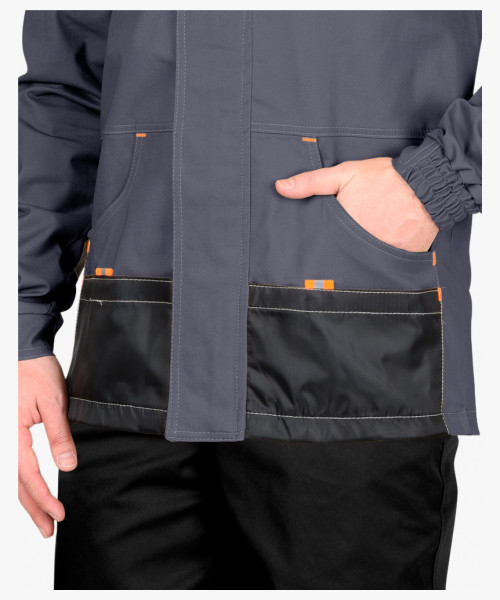 Куртка СИРИУС-МАНХЕТТЕН т.серый с оранж. и черным тк. стрейч пл. 250 г/кв.м