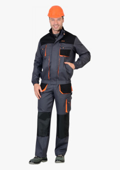 Куртка СИРИУС-МАНХЕТТЕН т.серый с оранж. и черным тк. стрейч пл. 250 г/кв.м