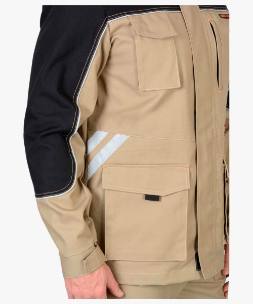 Куртка СИРИУС-ВЕСТ-ВОРК бежевая с черным пл. 275 г/кв.м