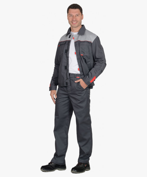 Костюм мужской СИРИУС-ФАВОРИТ куртка, брюки, т.серый со св.серым