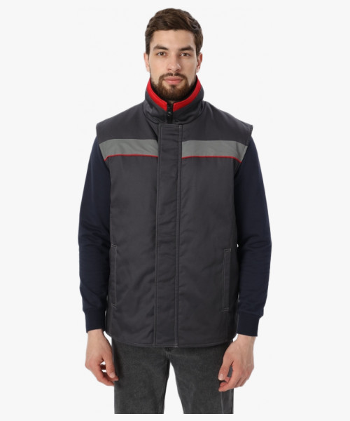 Жилет утепленный Грей (тк.Балтекс,210), т.серый/красный