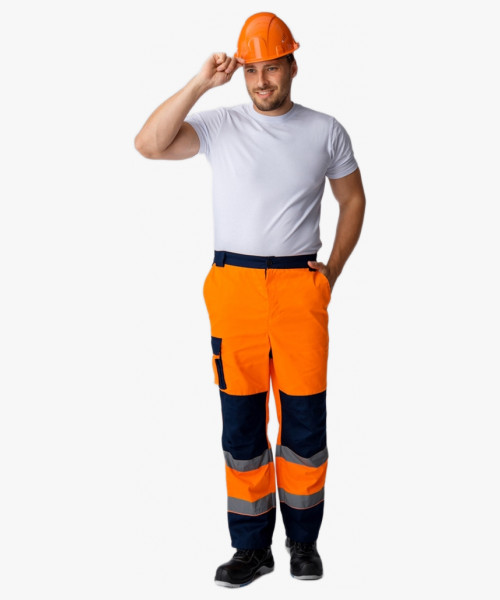 Костюм сигнальный (тк.Балтекс,210) брюки, оранжевый/т.синий