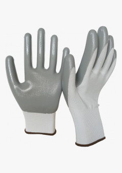 Перчатки нейлоновые с нитриловым покрытием, бело-серые