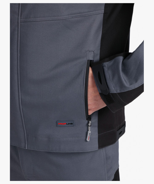 Костюм мужской летний ProfLineLeader-1 (тк.Хлопок/Спандекс,260) брюки, серый/черный