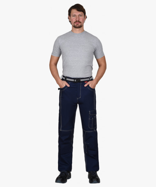 Костюм СИРИУС-ПРЕСТИЖ куртка, брюки, синий с черным и оранжевой отделкой