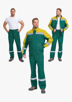 Костюм Бриготек-1 СОП (тк.Смесовая,260) брюки, зеленый/желтый