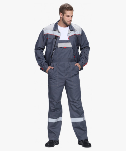 Костюм Флофт-2 Премиум СОП У. (тк.Смесовая,240) п/к, т.серый/серый/красный