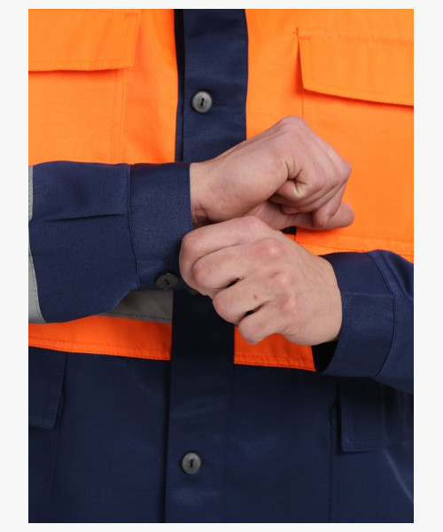 Костюм для дорожника (тк.Смесовая,210) п/к, оранжевый/т.синий