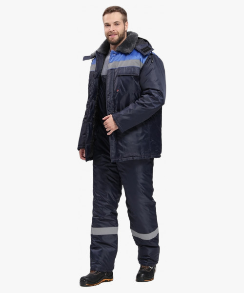 Костюм зимний Труженик-Ультра-2 (тк.Оксфорд) п/к, т.синий/васильковый