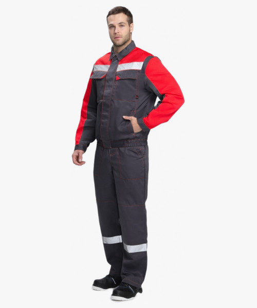 Костюм Сфера NEW (тк.Смесовая,210) п/к, т.серый/красный