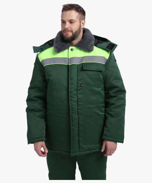 Костюм мужской зимний Квайл-1 СОП (тк.Смесовая,210) брюки, т.зеленый/желтый