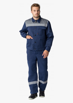 Костюм Труженик-2 СОП (тк.Смесовая,210) п/к, т.синий/серый