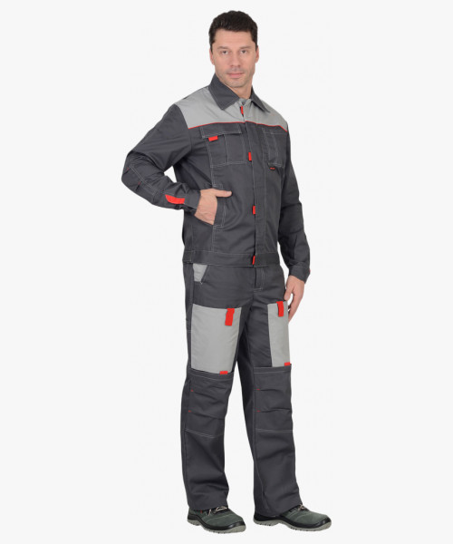 Костюм мужской летний СИРИУС-ФАВОРИТ куртка, п/к, т.серый со св.серым