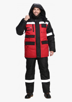Костюм зимний Беркут (тк.Таслан) п/к, черный/красный