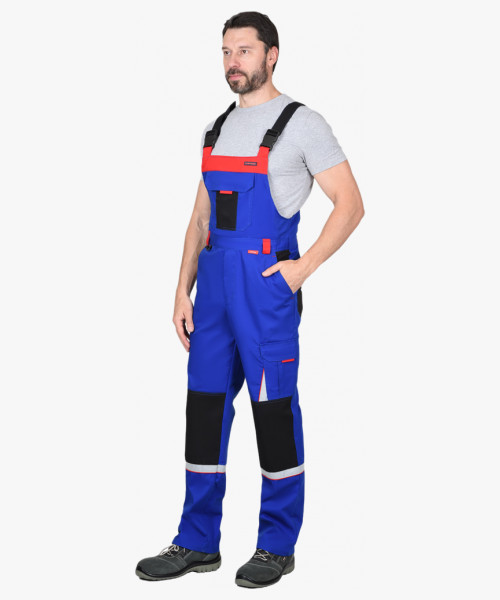 Костюм СИРИУС-СТАН куртка, п/к васильковый с красной и черной отделкой