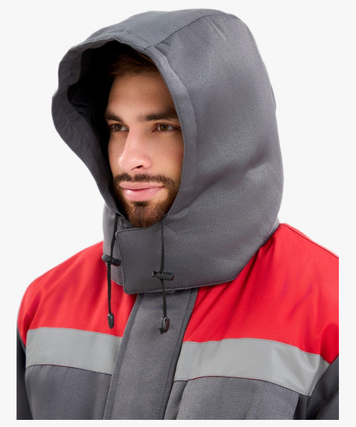 Костюм зимний Труженик-Ультра-1 СОП  (тк.Смесовая,210) брюки, т.серый/красный