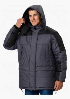 Куртка зимняя Премиум (тк.Мембрана), т.серый меланж/черный