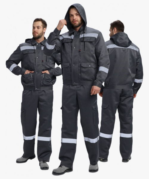 Костюм Нейч-2 СОП с капюшоном К. (тк.Смесовая,210) п/к, т.серый/св.серый