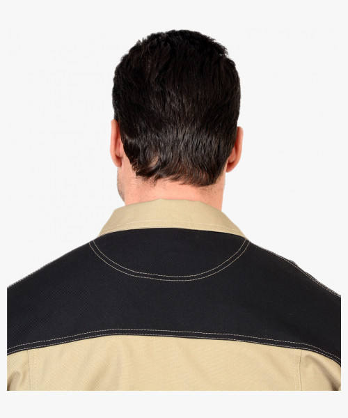 Костюм летний СИРИУС-ВЕСТ-ВОРК куртка кор., п/к бежевый с черным пл. 275 г/кв.м