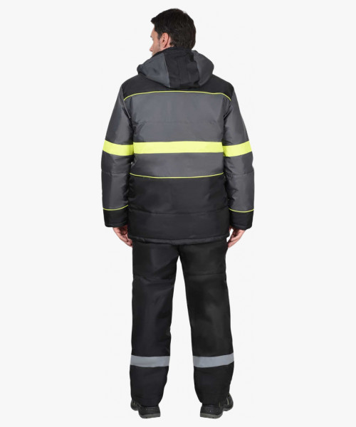 Куртка СИРИУС-НОРД ДВ черная с т.серым и лимонным и СОП 50 мм