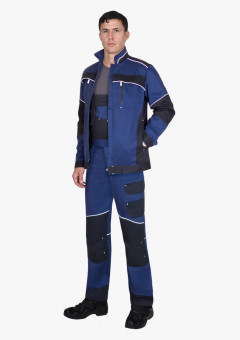Костюм мужской летний СИРИУС-АРКТИК куртка, п/к, синий с черным, тк. мех. стрейч